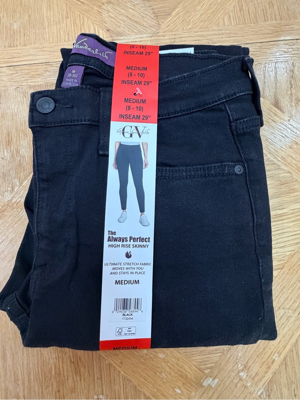 Gloria Vanderbilt Black High-Rise Skinny Jeans size Medium 8-10